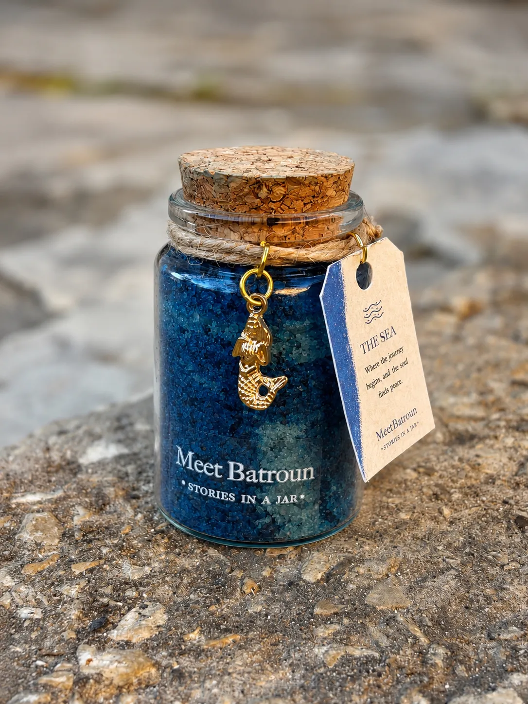The Sea, handcrafted coloured salt jar by MeetBatroun