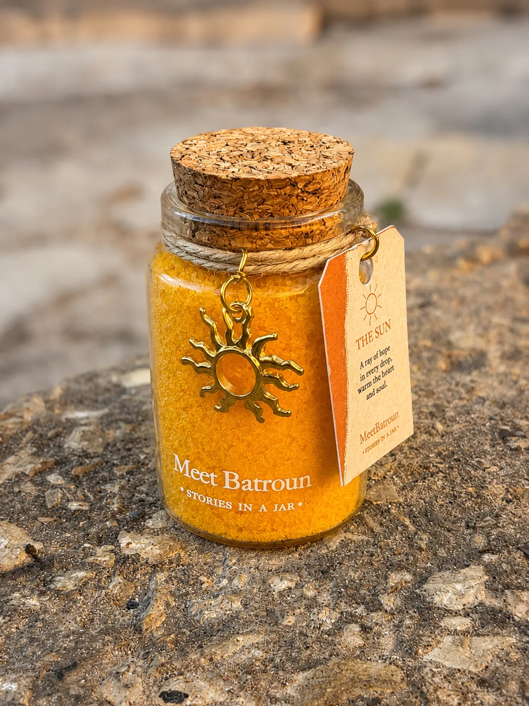 The Sun, handcrafted coloured salt jar by MeetBatroun
